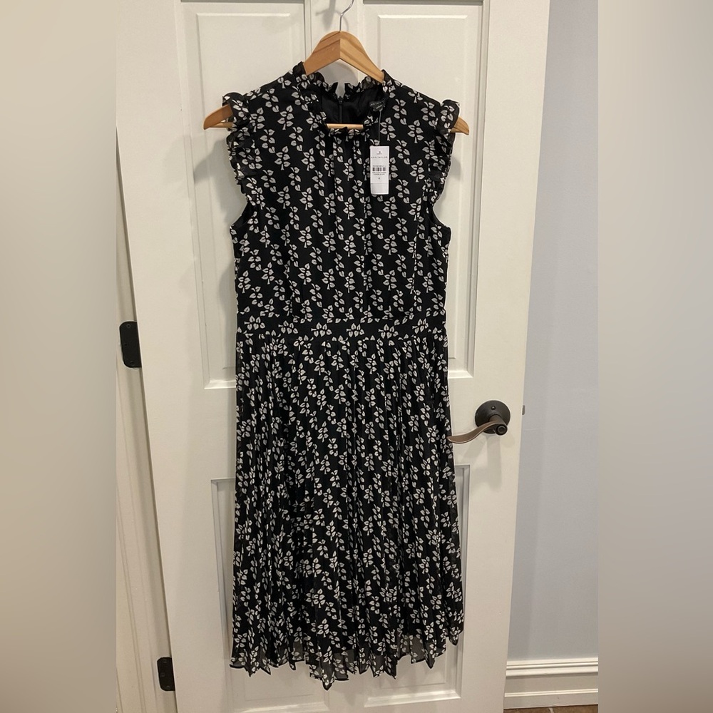 Ann Taylor Black and White Floral Midi Dress